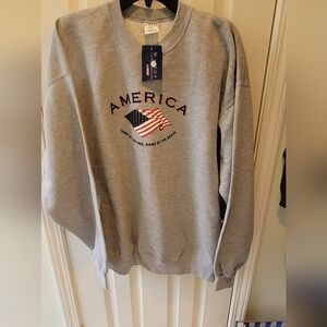 Soffe Gray Crewneck Sweatshirt with American Flag